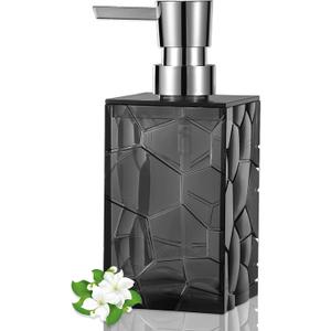 Hand Soap Dispenser, Clear Acrylic Plastic Liquid Pump Bottles Refillable Lotion Dispenser for Bathroom Decor Kitchen College Dorm, Grey (1 Pack)