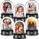 Christmas Photo Snow Globe with Base Snow Globe Photo Frame Clear Plastic Snow Water Globe Picture Frame Christmas Crafts Double Sided Display for Xmas Home Decoration Gift(6 Pcs)
