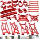 ShareGoo Aluminum Swing Arms & Steering Knuckle Kit & Servo Rod & Shock Tower Compatible with Hyper GO MJX 1/10 10208 Little Monster RC Upgrade Parts