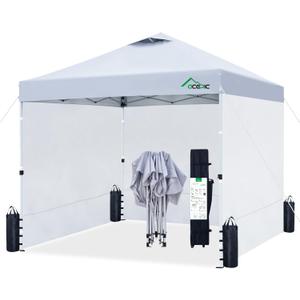 Acepic 10x10 Pop Up Canopy Tent with 3 Removable Sidewalls, 1-Person Setup Pop Up Canopy Tent with 1-Button Push and Wheel Carry Bag, Bonus 8 Stakes and 4 Upgraded Heavy Duty Canopy Weights