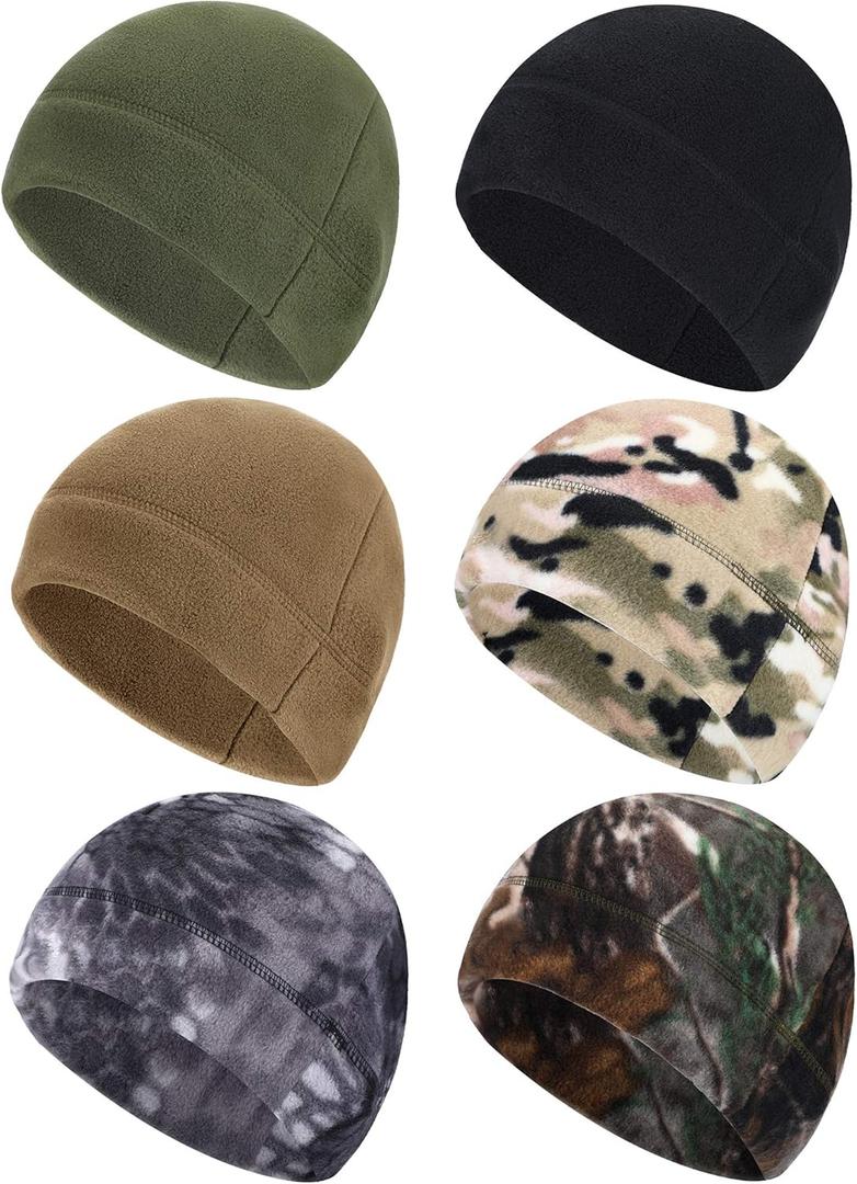 SATINIOR 6 Pieces Fleece Winter Skull Caps Men Warm Beanie Hat Windproof Unisex Watch Cap (Large, Classic Color)