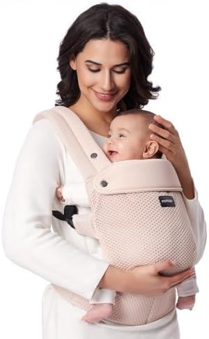 Momcozy Baby Carrier - Ergonomic, Cozy and Lightweight Carrier for 7-45lbs, Effortless to Put On, Ideal for Hands-Free Parenting, Enhanced Lumbar Support, Purehug for Infant to Toddler, Air Mesh-Pink