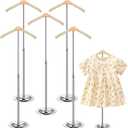 Huaerle 5 Pcs Child T Shirt Display Stand Adjustable Clothes Rack Display Flexible Shoulder Stand Portable Clothes Hanger Clothing Hanging Rack for Garment Coat Retail Vendor, Height 16-27.9In (Beige)