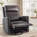 Swivel Rocking Recliner,Wide PU Leather Glider Sofa Chair with Ergonomic High Backrest for Bedroom,Living RoomChocolate Brown (Set of 1)