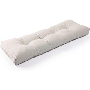 SUNROX LokGrip Non Slip Tufted Memory Foam Bench Cushion, FadeShield Water Resistant Durable Thicken Outdoor/Indoor Bench Seat Pads 54x16x4 inch, Cream