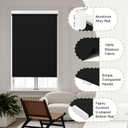 Blackout Cordless Roller Shades, 34''W x 72''H Waterproof Pull Down Window Blinds Thermal Insulated Fabric UV Protection Roller Blinds for Home Bedroom Office,Black