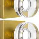 coolnews 2 Pack Antique Brass Door Knob Dummy Door Knobs Glass Door Knobs Interior, Antique Crystal Door Knob Square Glass Door Knob Old Style Door Handle for Hall Pantry Closet Door Knob (Dummy 2 Pack)