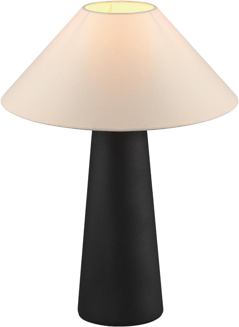 Globe Electric Novogratz x 18" Ceramic Table Lamp, Matte Black, Off-White Tapered Fabric Shade, in-Line Rocker Switch, 5 Ft. Clear Cord, Home Office, Desk, Living Room