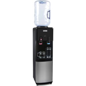 Igloo Top Loading Water Cooler  Hot & Cold Dispenser  Black & Stainless Steel, Holds 3 & 5 Gallon Jugs, Child Safety Lock  for Homes, Kitchens, Offices, Dorms