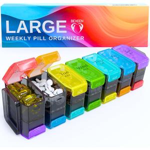 Extra Large Pill Organizer 2 Times a Day  XL Pill Box 7 Day with Big AM/PM Compartments  Fits Large Vitamins, Supplements & Gummies, for 7 or 14-Day Use, Color-Coded, Senior-Friendly, No Spills