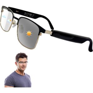 HAIXINDA Smart Glasses for Women & Men, Bluetooth Blue Light Glasses with Extra UV400 Polarized Sunglasses Lenses, Compatible with iOS/Android, 5H Playtime  Perfect for Workouts, Office & Travel