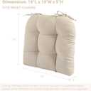 Indoor/Outdoor Tufted Seat Cushions with Ties Set of 2, 19"x19" Chair Cushions for Dining Chairs, Waterproof Overstuffed Chair Pads for Garden Patio Kitchen Home-Cream, 2 Count