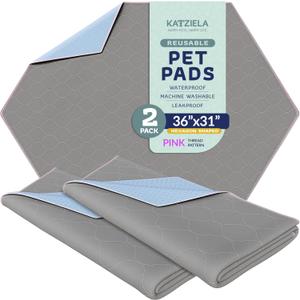 Katziela Hexagon Washable Pee Pads (36X31, Pink Stitching)