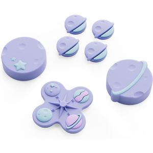 GeekShare Cross D-Pad Button Caps Thumb Grip Caps Set Compatible with Switch 2, ABXY Key Buttons Sticker Cover Caps for Switch 2 - Purple Planet