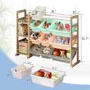 Toy Storage Organizer - Toy Organizers and Storage with Bookshelf, Toy Storage Shelf with 3 Shelves and 12 Storage Bins, Kids Bookshelf and Toy Storage for Kids Room, Playroom, Nursery, Multi color, 42.2 inches x 11 inches x 31.5 inches