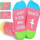 HAPPYPOP Novelty Socks for Teen Kids - Gifts for Gymnasts Cheerleaders Dancers Girls Preteen, 7-9 Years