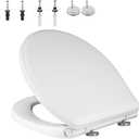 Universal Elongated Toilet Seat with Softclose Cover, One-Click to Quick Release, Compatible with TOTO/Gerber/Kohler Oval Toilet Seats, 2-Pack Toilet Bolts and Nuts, Non-Slip Toilet Bumpers, White