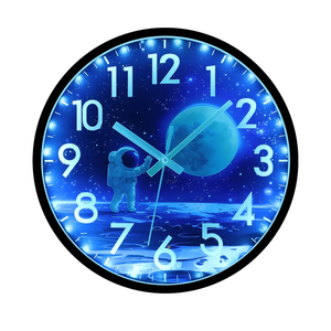 JoFomp Night Light Wall Clocks Battery Operated, 12 Inch Silent LED Light Up Wall Clocks for Living Room Decor, Modern Wall Clock for Bedroom Night Glow, Illuminated Clock with AutoDimming/USB Cable