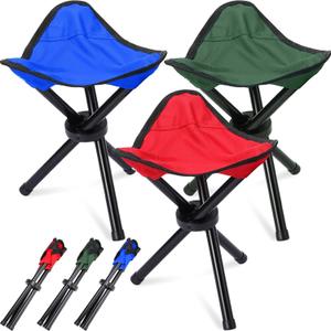 3 Pack Folding Camping Stool Portable Small Collapsible Chair Tripod Stool Hiking Chair for Fishing, Beach, Picnic, Outdoor, Gardening and Travel (9.06 x 11.02 Inch)