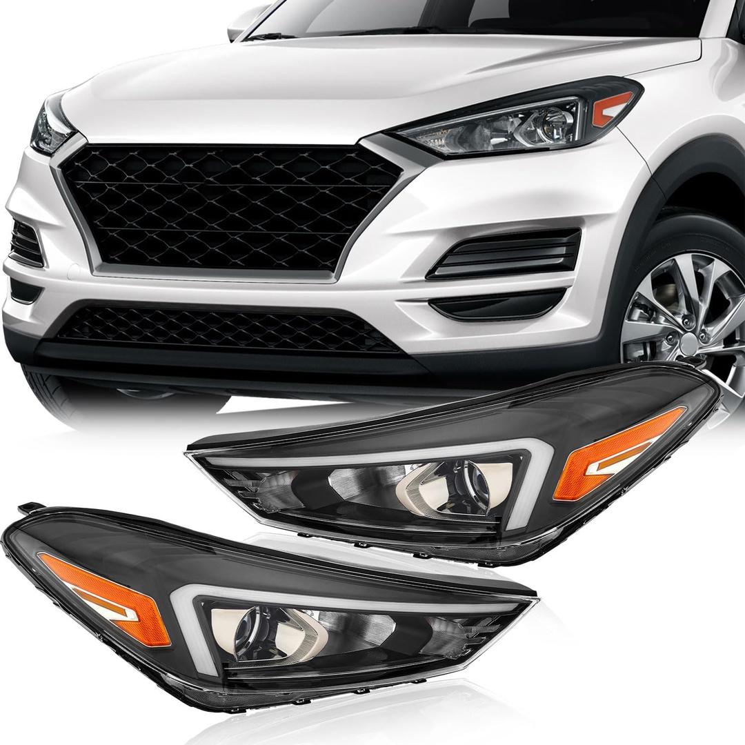 TODO Halogen Headlight Assembly Pair Compatible with 2019 2020 2021 Hyundai Tucson, Replacement for 92101-D3500 92102-D3500,Non-LED Model