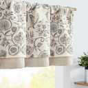 jinchan Linen Valance Kitchen Curtain for Windows Double Layer 16 Inch for Living Room Bedroom Window Treatment Light Filtering Vintage Rustic Farmhouse Cottagecore Rod Pocket 1 Panel Grey on Beige