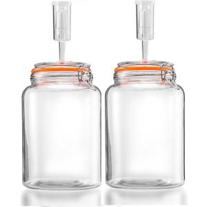 1 Gallon Fermentation Jars with Airlocks, Fermenting Kit for Sauerkraut, Kimchi, Kombucha and Pickles, 2 Pack