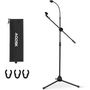 AODSK Deluxe Tripod Microphone Stand with Boom Arm & Twist Clutch Height Adjustment (Gooseneck version)