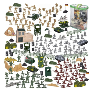 Blue Panda 300-Piece Military Toys Set - Plastic Army Men Action Figures & Toy Soldiers Playset with Tanks, Planes, Flags & Accessories for Boys Age 8+