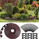Queekay 148FT 2 Inch Tall Landscape Edging Kit with 70 Spikes 20 Connectors Plastic Garden Landscape Edge Border Flexible Landscaping Edging for Lawn Garden Yard Flower Bed(Brown,2 Inch)