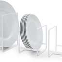 Juvale 3 Piece Plate Organizer for Kitchen Cabinet, Shelf, 2 Sizes for Pots, Pans, Cutting Boards (White) - Plate Rack