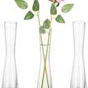 Hewory Glass Bud Vases for Centerpieces Set of 3, Handmade Modern Clear Small Skinny Decorative Single Flower Vase, Minimalist Slim Floral Vase for Home Wedding Party Events Table Decor, 7.87"