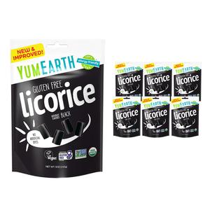 YumEarth Organic Gluten Free Black Licorice Snack Packs - Allergy Friendly, Gluten Free, Non-GMO, Vegan, No Artificial Flavors or Dyes - 5 Ounce (Pack of 6)(BB: May 26, 2027)