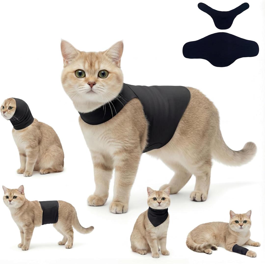 DAJIDALI Dog & Cat Anxiety Vest & Spay Recovery Suit Silent Adjustable Calming Wrap for Surgery & Thunderstorms 2-Piece Cone & Recovery Onesie Alternative