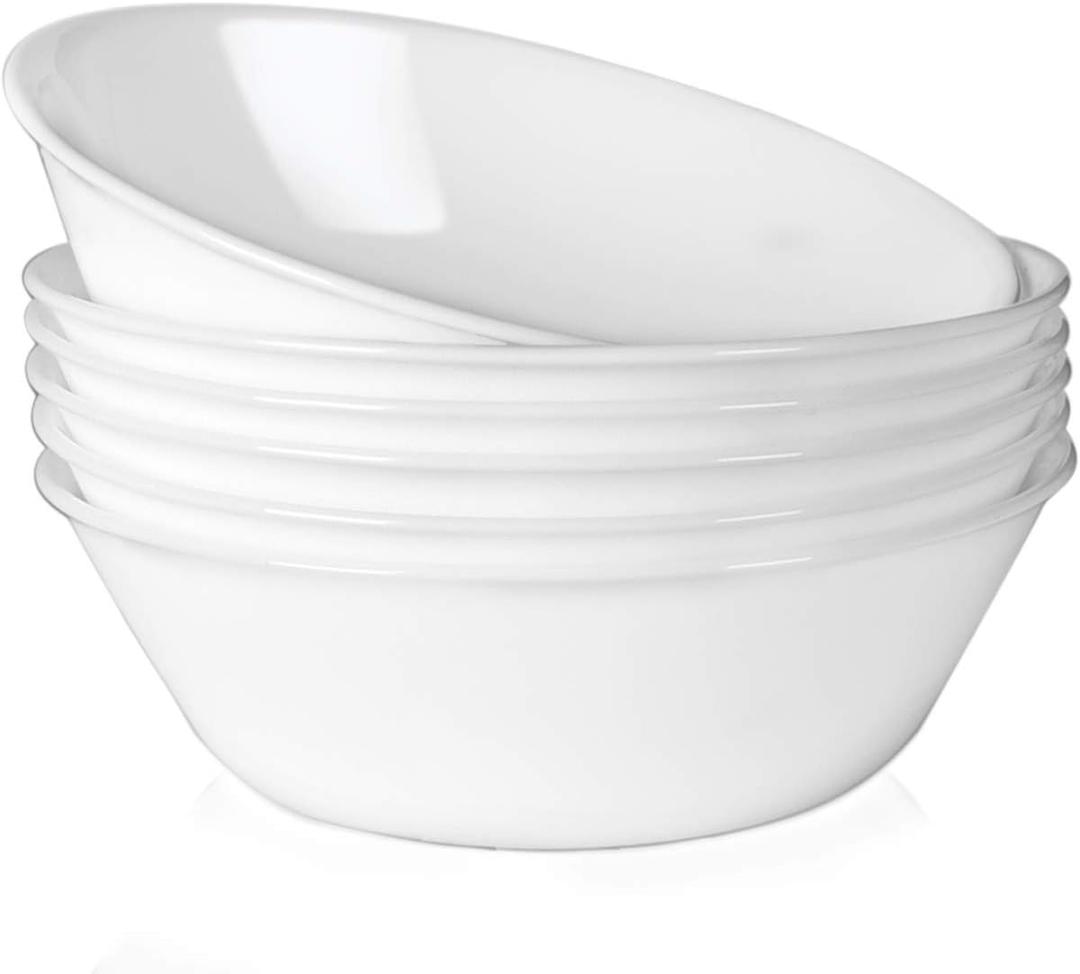 DELLING 43 Oz Large Pasta Bowls Set of 6, Porcelain Soup Cereal Salad Serving Bowls, 8.5 Inch White Ceramic Bowls - Microwave & Dishwasher Safe, Stackable