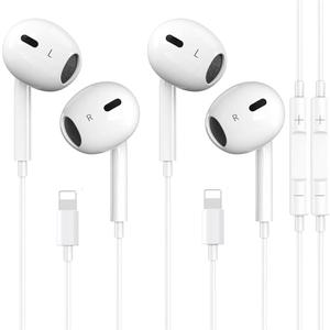 2 Packs- Wired Headphones for iPhone Earbuds Built-in Microphone & Volume Control Nosie Reduction Headsets Compatible with iPhone 14/13/12/11/XR/XS/X/8/7/SE/Pro/Pro Max/Support All iOS System