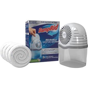 DampRid Reusable Moisture Absorber with 4 Drop-In Tablets, Fresh Scent, 15.8 oz., Attract and Trap Excess Moisture & Eliminate Musty Odors for Cleaner, Fresher Air