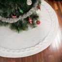 White Christmas Tree Skirt, 36 Inch Knitted Tree Skirt for 4-6 Ft Christmas Tree Luxury Knitted Thick Rustic Tree Skirt Xmas Decoration, Christmas Tree Skirt Decor for Christmas Tree