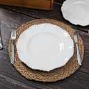 Creamy Beaded Melamine Dinnerware Sets, Set of 6,18 piece Farmhouse Plates and Bowls Set, Lightweight, BPA-Free Scalloped Rim Dishes Dinner Serving Set for Indoor & Outdoor Use, off-white