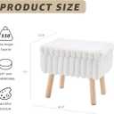 Wimarsbon Storage Ottoman,Soft Faux Fur Footstool with Padded Seat, Small Reading Vanity Chair, Footrest with Wood Tray for Couch, Mini Coffee Table or Display Stand (Cream), 13"D x 13"W x 11.8"H