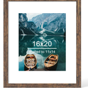 Hongkee 16x20 Frame, Rustic Brown Wood Style - Display Posters 11 x 14 with Mat or 16x20 without Mat, Wall Mounting Horizontal and Vertical, 1 Pack