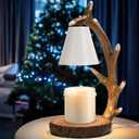 Candle Lamps,Candle Warmer Lamp with Timer Dimmer for New Home Bedroom Decoration Handcrafted with Resin Reindeer Antler Design Desktop lampHand-Painted Night Desk lamp Creative Birthday Gifts