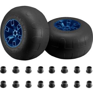 Beach Balloon Wheels, 13" Flat-Free Solid PU Beach Cart Tires Replacement Big Sand Wheels for Beach Buggy, Kayak Trolley, Canoe Cart, Rolling Walker, Garden Cart, Wheelchair & Buggy, 2-Pack (Black)