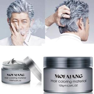 Temporary Silver Gray Hair Spray Color, Luxury Coloring Mud Grey Hair Dye Wax,Washable Treatment Hair Color Wax with All Day Hold works on white hair/non-pigmented hair for Party, Cosplay (1, Gray) (4.23 Fl Oz (Pack of 1))