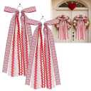 Suncalla 2 Pcs Red Valentine's Day Ribbon Bow for Wreath Red Valentine's Day Wreaths Ribbon Bundle Assorted Sash for Wreaths for Party Front Door Indoor Outdoor Decoration