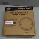 JOLLY CHEF Compostable Heavy Duty Plates [ ] Eco-Friendly Disposable White Paper Plates Made of Bagasse Biodegradable for Party Dinner Sugarcane Fibers Thanksgiving Day