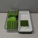 Mueller Vegetable Chopper 9 Blade, Mandoline Slicer, Food Veggie Chopper, Cheese Grater, Onion Vegetable Cutter with Container, Dicer, Kitchen Gadgets & Essentials, White Sand/Green