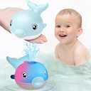 TOHiBaby Bath Toys, Light Up Dolphin Baby Bath Toys for Babies 6-12 12-18 Months, Rechargeable Sprinkler Musical Toys, Easter Basket Stuffers Bathtub Toys for Toddlers 1-3 2-4 Boys Girls Infant Kids