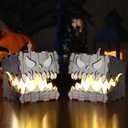 2 Pcs Halloween Table Decorations Indoor Haunted House Wooden Lighted Pumpkin Box Halloween Tiered Tray Decor Rustic Farmhouse Pumpkin Centerpieces for Home Shelf Desk Mantel Tabletop Party Decor