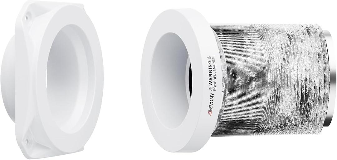 Magnetic Dryer Vent Coupling FR ABS V-0 Dryer Vent Connector Kit Airtight Seal Easy to Clean Quick Connector Including a 2.6ft 4" Duct and two Clamps, White, SDV180, Medium