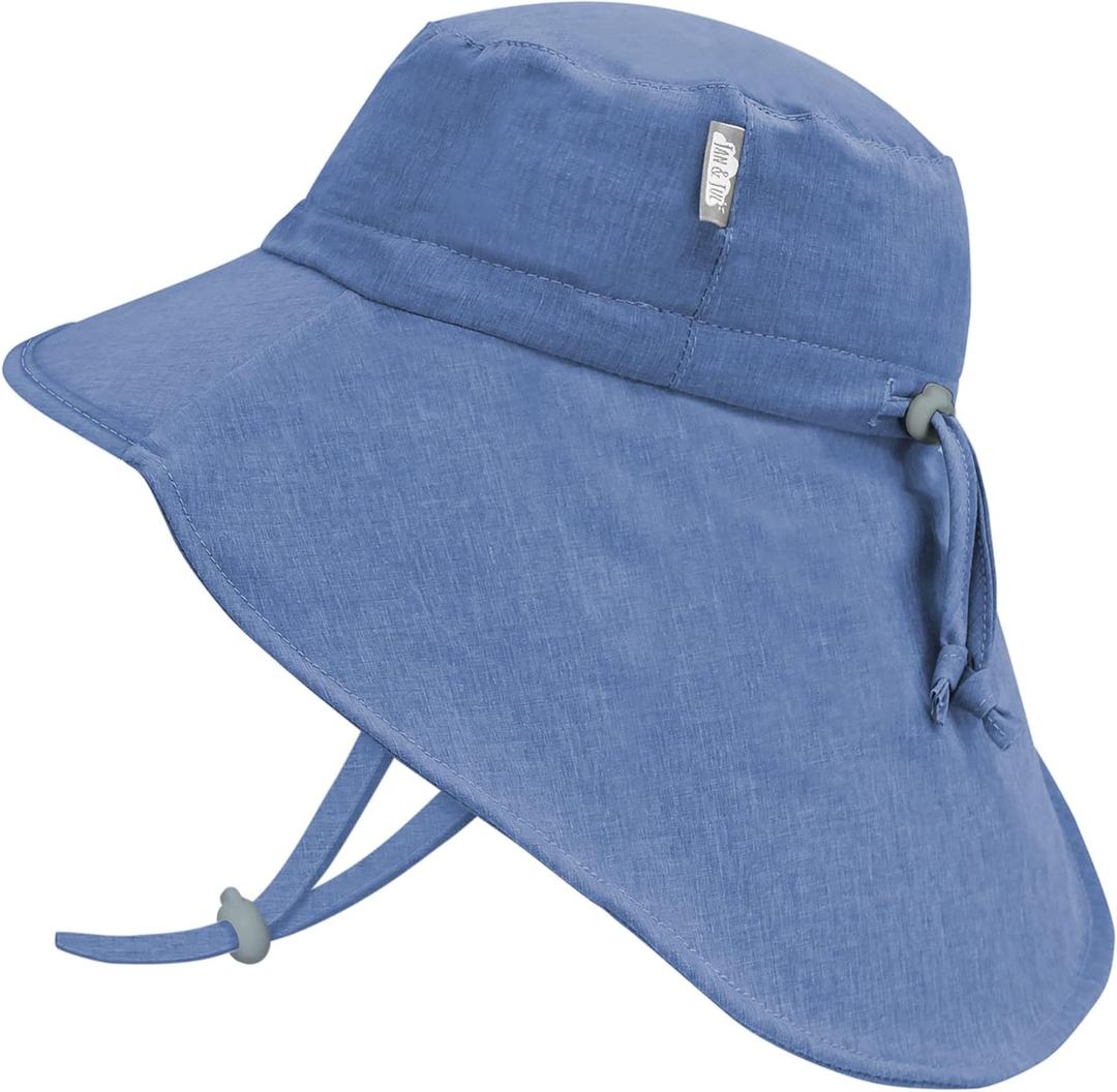 JAN & JUL 50+ UPF Quick-Dry Sun-Hats for Boys (2-5T, Blue With Blue Trim)